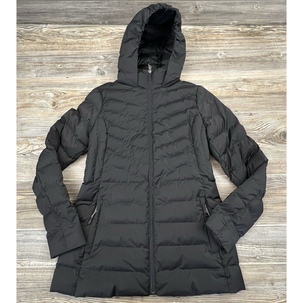 32 Degrees Heat Womens S Hooded Puffer‎ Jacket Quilted Full Zip Black Mid Weight